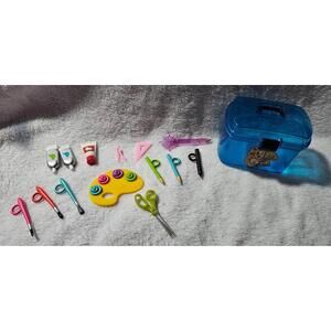 (15 pc) Our Generation Doll Painting Set Box & Accessories Brushes Scissors